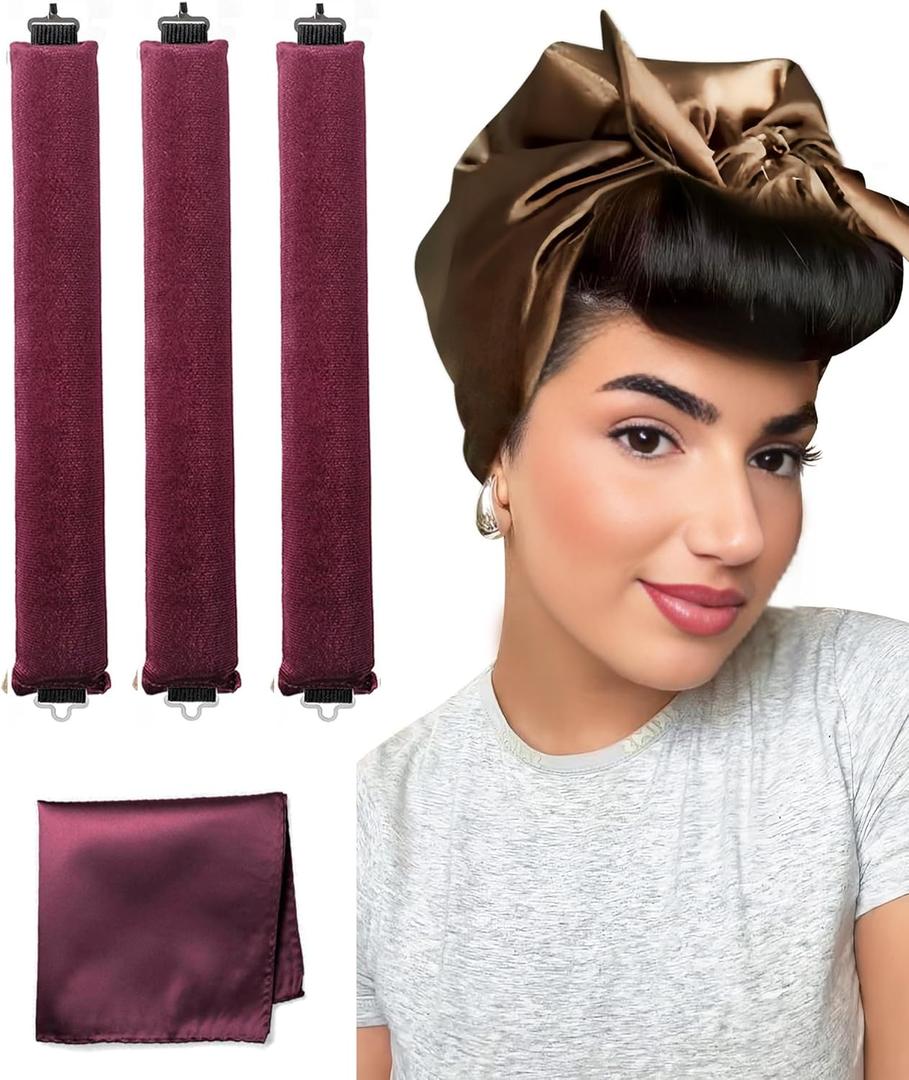 Littles Heatless Curls Overnight Rods Velvet Hair Curler to Sleep in No Heat Heatless Curling Iron Foam Sponge Flexi Rods Hair Rollers for Long Short Hair Care Styling Tools Wine