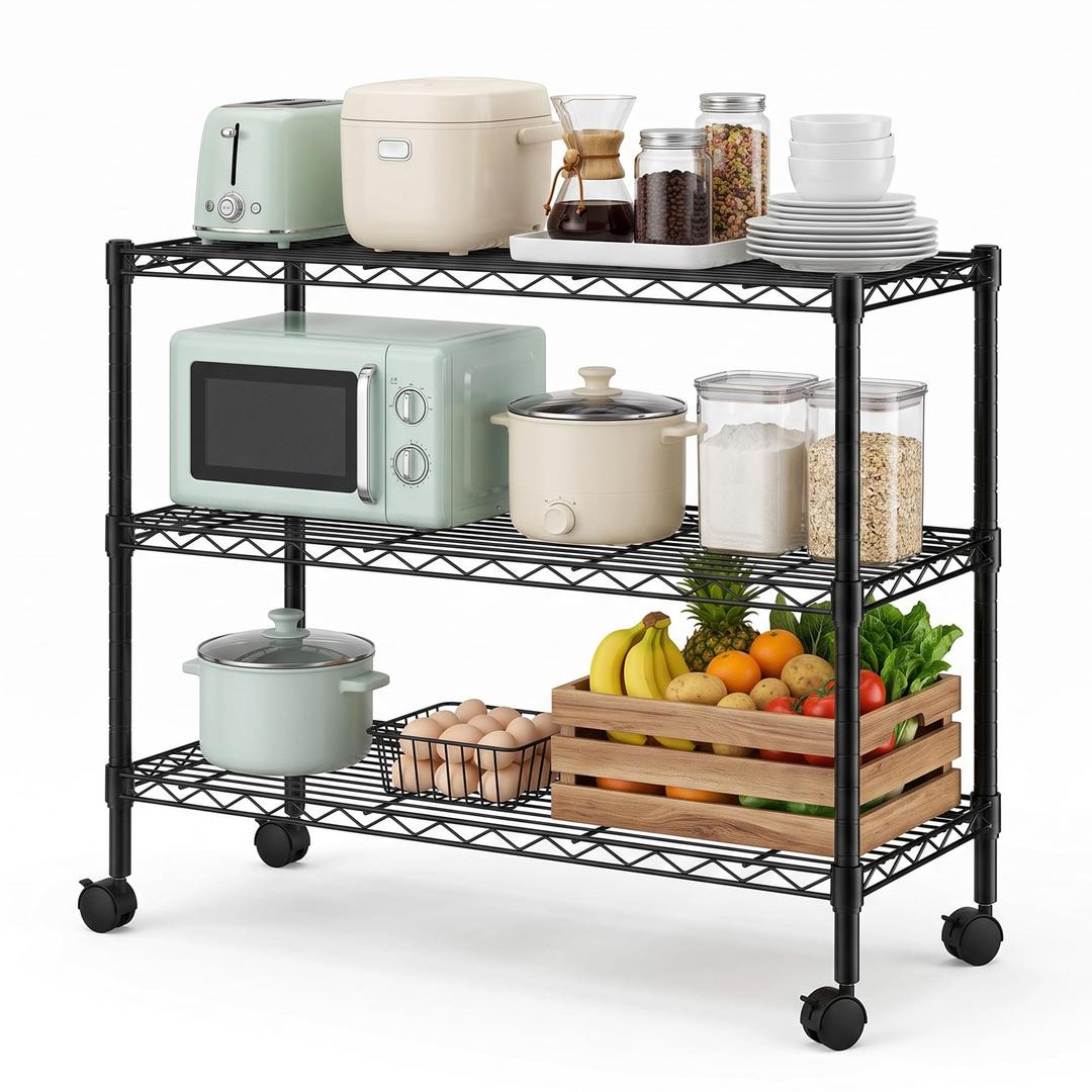 3-Tier Adjustable Wire Shelving Unit 750 Lbs Commercial Metal Storage Rack