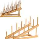 2 Pack Plate Stands For Display,Wooden Plate Holders for Displaying,5-Tier Craft Show Display Stands For Tabletop Book, Artwork, Photo, Puzzle, Magazine and Platter