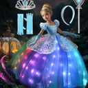 Princess Dress Up Clothes, Syncs with Music, App-Control, RGB LED Light Up Princess Dress for Girls with Accessories (4-5 Years)