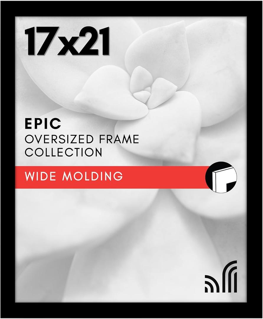 Americanflat 17x21 Picture Frame with Polished Plexiglass - Black Picture Frame - Wide Photo Frames Made of Engineered Wood for Vertical or Horizontal Wall Display - Epic Collection - Black