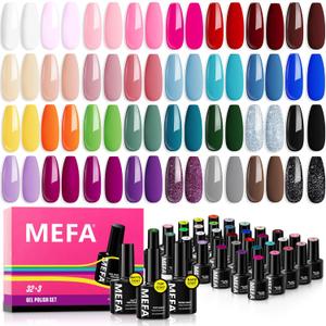 MEFA 35 Pcs Gel Nail Polish Set, 32 Colors Spring Collection Gel Nail Polish Pink Green Nail Art Manicure DIY Home Gifts for Women Girls Beginners