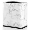 Coloch 2.4 Gallon/9L Rectangle Marble Print Metal Trash Can, Stainless Steel Bathroom Wastebasket Narrow Garbage Bin Invisi-Overlap Open Top Rubbish Bin for Bathroom, Kitchen, Home, Hotel