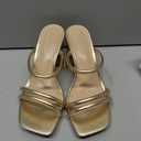 Square Open Toe Heels for Women Strappy Chunky Block Heeled Wedding Comfort Dressy Slides Sandals 6 1/2