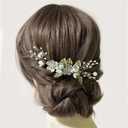 Bride Wedding Hair Comb Pearl Flower Hair Piece Rhinestone Bridal Hair Accessories for Women (White)