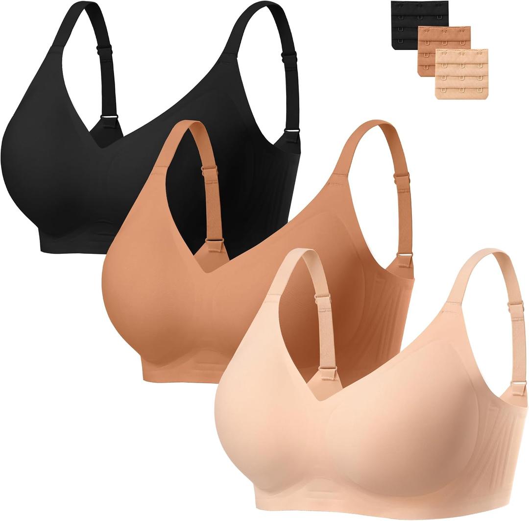 habibee Bra for Women No Underwire Comfort Seamless Bras Push Up Wireless Bras Full Coverage Bralettes, Bra Extender, Size Small