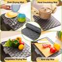 2 x CHIKILLA Silicone Dish Drying Mat for Kitchen Counter, Fast Drainage Design for Vegetables Fruits, Heat Resistant, Non-Slip , Dishwasher Safe  15.7x13 inch Urban Gray