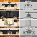 Bathroom Light Fixtures Matte Black 3-Light Crystal Vanity Lights