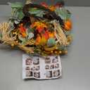 Valery Madelyn Fall Leaves Garlands for Mantle, 6ft Silk Lambs Ear Pumpkins Garland with Lights Maple Thanksgiving Table Centerpiece, Outdoor Fall Halloween Decorations for Autumn Home fireplace Decor