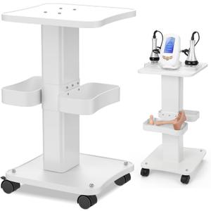 Esthetician Cart with Wheels and 2 Trays, 4 Tier Salon and Spa Equipment Trolley Carts, Beauty Machine Trolley, Load 135lbs