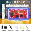 Led Neon Open Signs for Business,16.5"X 9" Ultra Bright Open Signs, Powered by 12V/2A AC Adapter, 6 Levels Adjustable Bright Led Neon Open Sign for Bar Salon Coffee Stores Club Hotel (Horizontal)