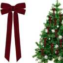 Goemus 12 Pcs Red Velvet Christmas Tree Bows Door Garland Decor Vintage Wreath Bow Suitable for Christmas Trees (Burgundy)
