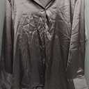 Satin Two Piece Outfits for Women Long Sleeve Lapel Button Down Tops Wide Leg Pants Pajama Set (Small, Grey)