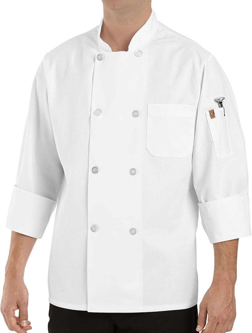 Chef Designs Men's Rk Eight Pearl Button Chef Coat (X-Large, White)
