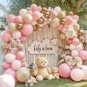 Pink White Gold Balloon Garland Double Stuffed Light Baby Pink Balloons Sand White Gold Balloon Arch Kit for Valentine Mother's Day Girl's Birthday Baby Shower Wedding Party Decorations