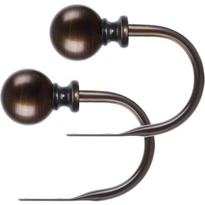 KAMANINA Decorative Curtain Drapery Holdbacks, Bronze Round Finials Window Curtain Holdbacks(1 Pair/2 Pack, Small)