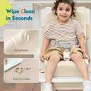 HOMEAL Toddler Booster Seat for Dining Table - Toddler Dining Cushion with Wipeable Surface -Booster Seat for Kitchen Chair with Easy-Install Straps - Breathable Fabric - Beige
