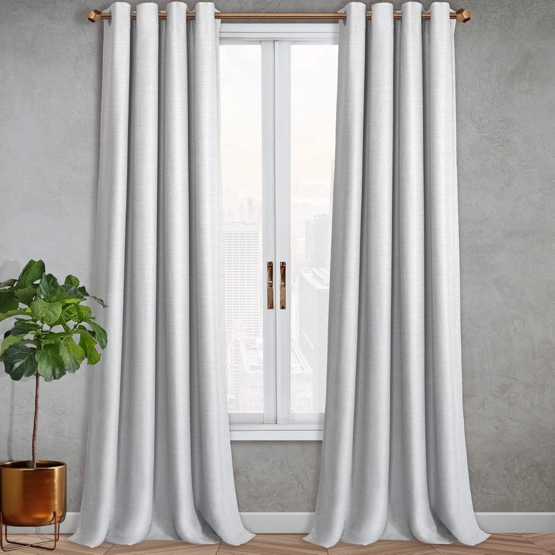 SUN+BLK Kinsley Lined Textured Total Blackout Light Blocking Noise Reducing Grommet Single Curtain Panel, Silver, 52x84