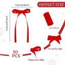 30 Pack Bow Cake Toppers Red Ribbon Bows for Cake Coquette Themed Bow Cupcake Toppers Graduation Decoration Bow Birthday Decorations for Baby Shower, Wedding, Engagement, Bachelorette Party