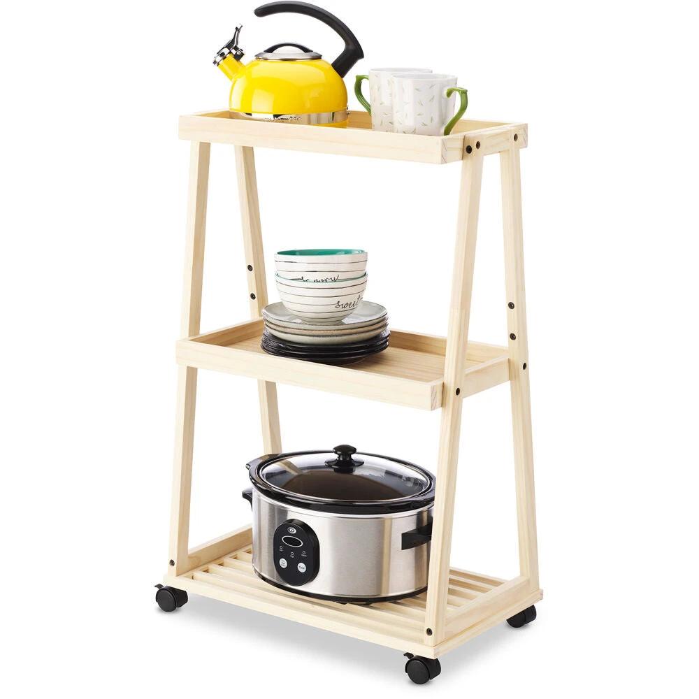 Whitmor Wood Household 3-Tier Cart