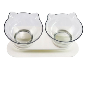 Dog Bowls, Cat Ears Shaped Dog Cat Feed Bowls 15° Tilt Design Anti-Slip Double Bowls Raised Stand Food Water Bowl Dog Feeder Pets Supplies
