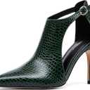 NEWBELLA Women's Pointed Toe Stiletto Heel Pumps Cutout Design Closed Heel Sandals for Daily Wear, 8