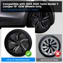 Hubcaps Fit for Tesla Model Y Juniper 2025 2026, 19" Matte Black Wheel Covers with Center Caps, Cross-Spoke Design Rim Covers, Easy Clip-On Installation for Model Y Juniper Accessories