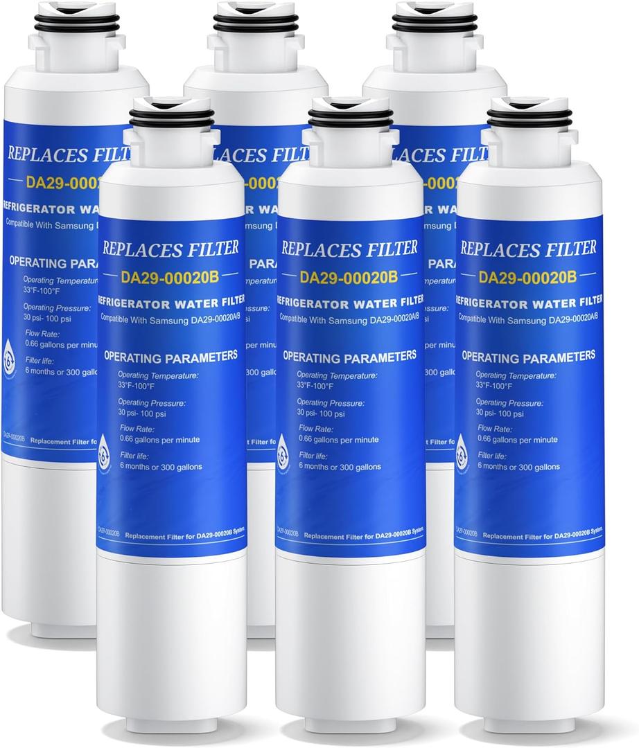 CHOPLO DA29-00020B Compatible with Samsung Water Filter DA29-00020B, DA29-00020A, DA-97-08006A-B, HAF-CIN/EXP, HAF-CIN, HAF-CIN- exp, HAFCIN, 04609101000, 09101, 46-9101, 469101, 6 Pack