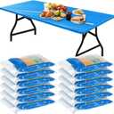 Boao 12 Pcs Plastic Table Cloths Disposable for Parties Picnic Table Covers with Fall Elastic Fitted Elastic Cover Rectangle Waterproof for Thanks Giving Christmas Picnic(6 Ft, 72 x 30 Inch,Blue)