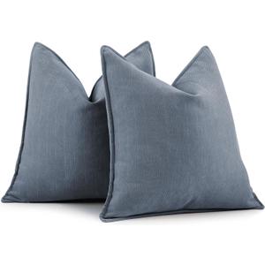 ZWJD Dusty Blue Pillow Covers 20x20 Set of 2 Chenille Throw Pillow Covers with Elegant Design Soft and Luxurious Decorative Throw Pillows for Couch, Bed, and Home Decor