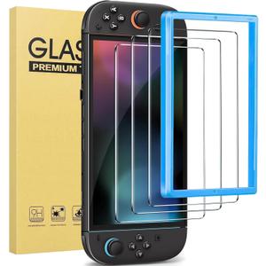2 x 3 Pack Tempered Glass for Nintendo switch 2 Screen Protector 7.9 Inch 2025, Bubble free shockproof easy Installation with Alignment Frame (7.9 Inch Switch 2 2025)