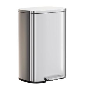 PayLessHere Trash Can with Lid, 13 Gallon (50L) Stainless Steel Kitchen & Office Recycling Bin with Foot Pedal Soft Close & Inner Bucket
