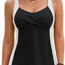 Blooming Jelly Womens Tankini Tops Flowy Swim Tops Only Crisscross Tankini Swimsuits Modest Color Block Swim Suits 2026 (Large, Black White)