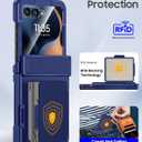 GooseBox for Motorola Razr 2025 Case Wallet RFID Card Holder&Hinge Protection&HD Screen Protector, Full Body Shockproof Cover for Motorola Razr 2025/Razr 2024(Blue)