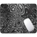 Black Mouse Pad - Black Wave Square Mousepad Washable Cloth with Non-Slip Rubber Base, Stitched Edge - Mouse Pads for Desk Computers Laptop Mouse- Home Office Decor Desk Accessories-10x8 Inch