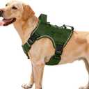 Heavy-Duty Tactical Dog Harness for Large Dogs, No Pull Adjustable Reflective Pet Vest with Molle System, K9 Military-Grade Control for Service Training, Outdoor & 10+ Breeds, Green, Medium (M: Neck: 17-22'', Chest: 23-28'')