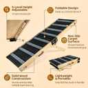 Foldable Dog Ramp for Bed - Non-Slip Dog Ramps for Small Dogs for Couch, SUV & Truck - 5 Adjustable Height from 17'' to 29'' Pet Steps to Go on Bed, Supports Up to 200lbs