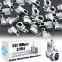 Tandefio 100 Pcs Flexible Conduit Cable Connectors 3/8 Inch Metal Conduit Saddle Connectors, Metal Screw Clamp Type Electrical Fittings for Electric Wires Metallic Protect