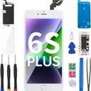 for iPhone 6S Plus Screen Replacement with Home Button 5.5" White 3D Touch LCD Display Digitizer Fix Tool Full Assembly with Front Camera Speaker Sensor Glass Protector Repair Kit A1634 A1687