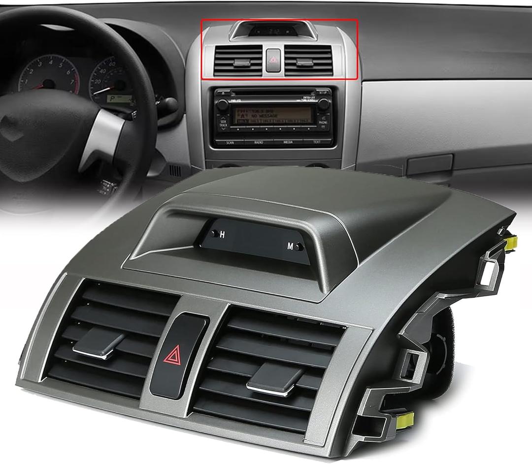 Dasbecan Center Dash A/C Outlet Air Vent Panel Dasboard with Clock Compatible with Toyota Corolla 2009-2013, AC Vent Trim Bezel Frame Cover, Replaces# 55670-02340 5567002340