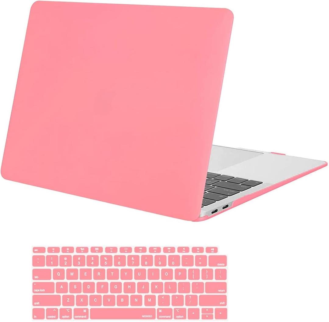 MOSISO Compatible with MacBook Air 13 inch Case M1 2021 2020 2019 2018 Release A2337 A2179 A1932 Touch ID, Plastic Hard Shell Cover&Keyboard Cover for MacBook Air 13.3 inch Case M1, Cream Pink