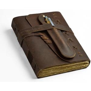 Leather Journal Notebook for Men & Women Daily Vintage Leather Bound Journal Travel Notebook 200 Deckle Lined Paper Diary Writing Journal Travelers Scrapbook Poetry Sketchbook Leather Gifts with Pen
