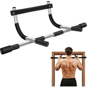 Doorway Pull Up Bar for Home Gym, Adjustable Width, Heavy-Duty Steel, Grey 