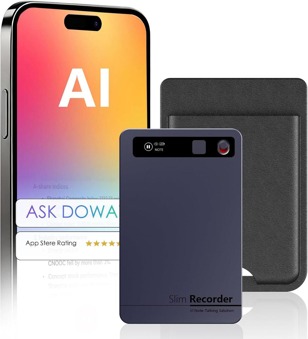 AI Voice Recorder, Pocket AI Recorder with Transcribe & Summarize, AI Noise Cancellation Technology, 64GB Memory, 35 Hours Recording, App Control, Supports 152 Languages for Lectures, Meetings, Calls