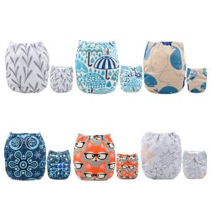 ALVABABY 6 Pack Cloth Diaper with 12 Inserts One Size Adjustable Washable Reusable Diaper Cover for Baby Girls and Boys
