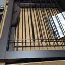 SPIRICH 96-inch Extra Wide 30-inches Tall Dog Gate with Door Walk Through, Freestanding Wire Pet Gate for The House, Doorway, Stairs, Pet Puppy Safety Fence, Support Feet Included(Espresso)