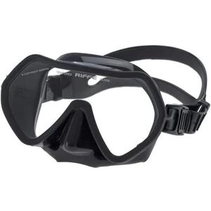 Riffe Black Frameless Diving Mask - Panoramic Single Lens - Fog-Reducing Silicone - Anatomical Frame for Universal Fit - Durable Nylon Frame - Ideal for 1-30ft Exploration