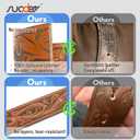 SUOSDEY Western Genuine Leather Belt with Silver Bull Embossed Buckle for Men,Cowboy Engraved Belts for Jeans,1.5" Width (Fits 30"-34" Waist, Brown)