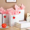 Kolldenn 24 Sets Teacher Appreciation Gift Bags Lined Notebook theme Paper Bags with Tissue First Day of School Thank You Teachers Bulk Goodies for Graduation Party Supplies