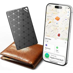 Wallet Tracker Card, [Apple MFi Certified] Ultra-Thin Item Finder Works with Apple Find My (iOS Only), Over 5-Year Battery Life, Slim Bluetooth Tracking Tag for Wallet, Luggage, Passport & Bags-Black